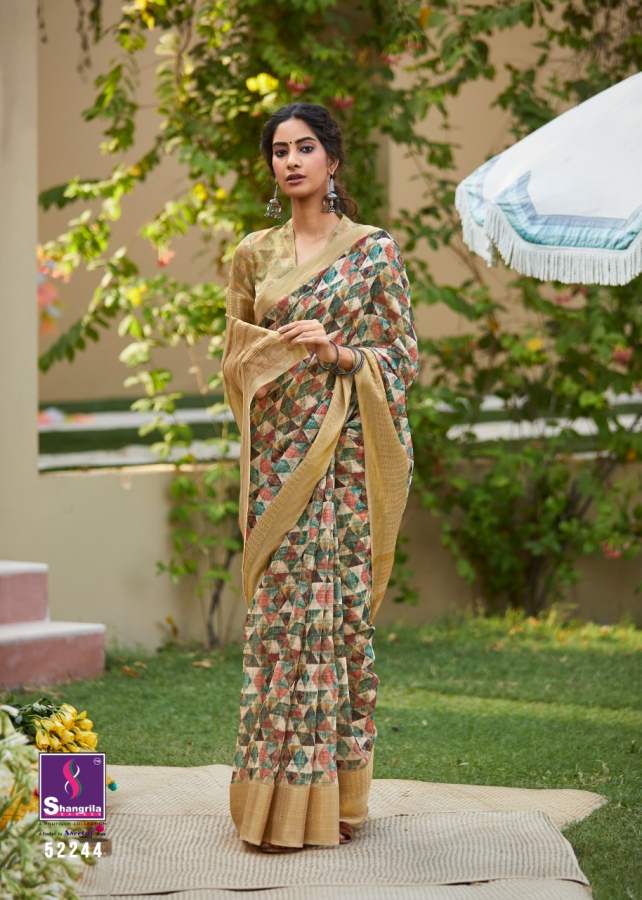 Shangrila Niharika Digital Soft Linen Daily Wear Saree Collections